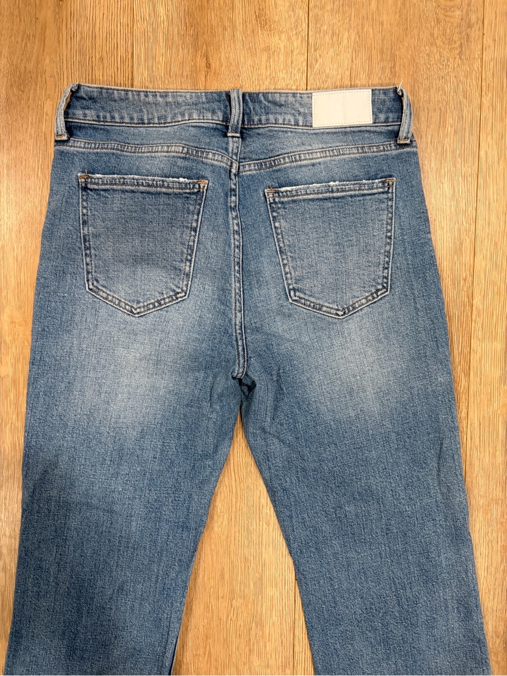 Pistola High Rise Kick Flare Crop Jeans Raw Hem Medium Wash Size 29 - Picture 5 of 8